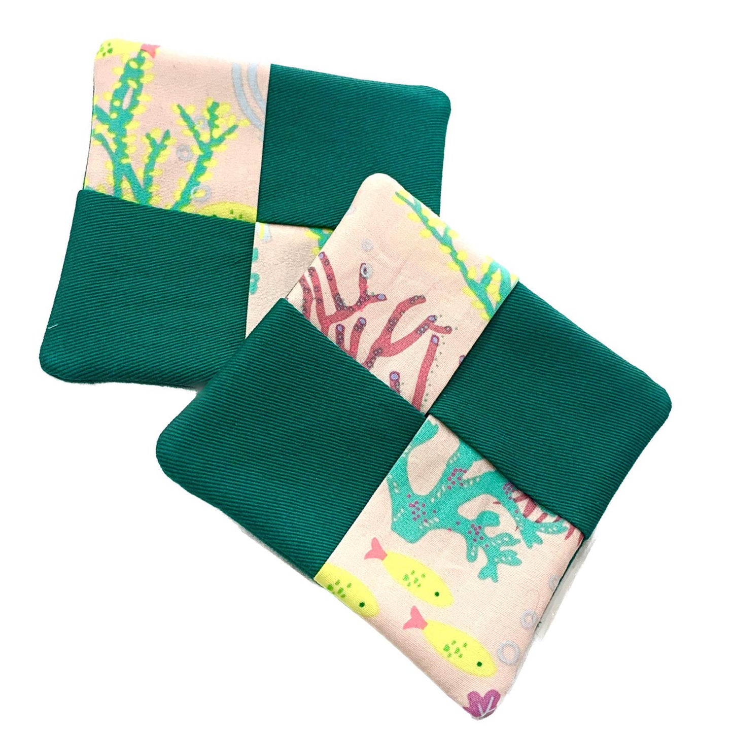 MAKIN' WHOOPEE- 2 PACK WINE GLASS COASTERS- Under the Sea & Green