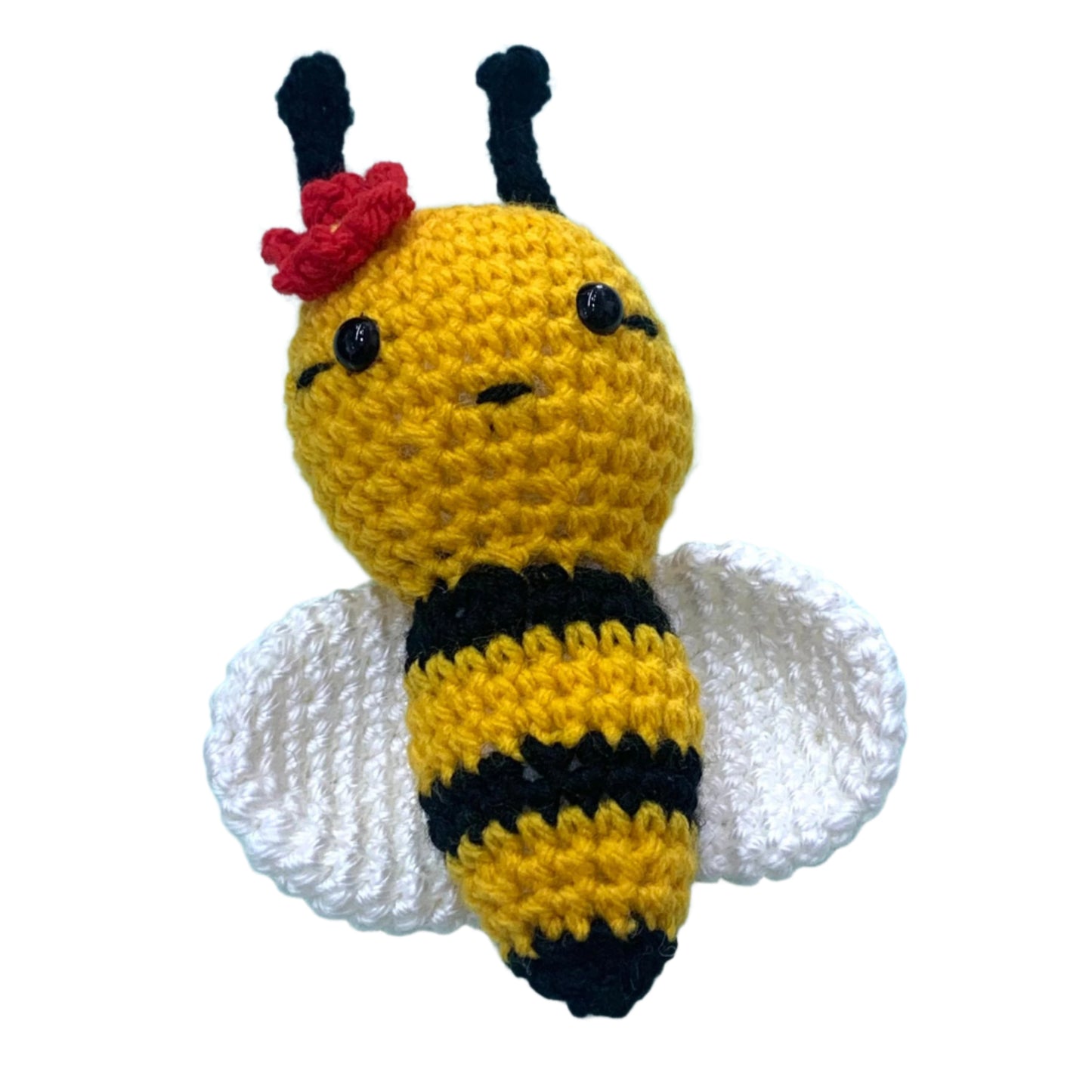 BEAKNITS - CROCHETED BUMBLE BEE- Red Flower