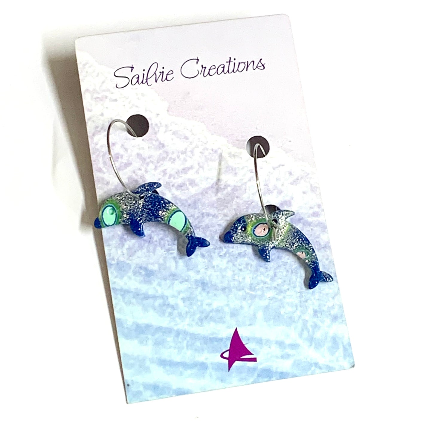 Sailvie Creations - Ocean Small Dolphin Hoop Dangle Earrings