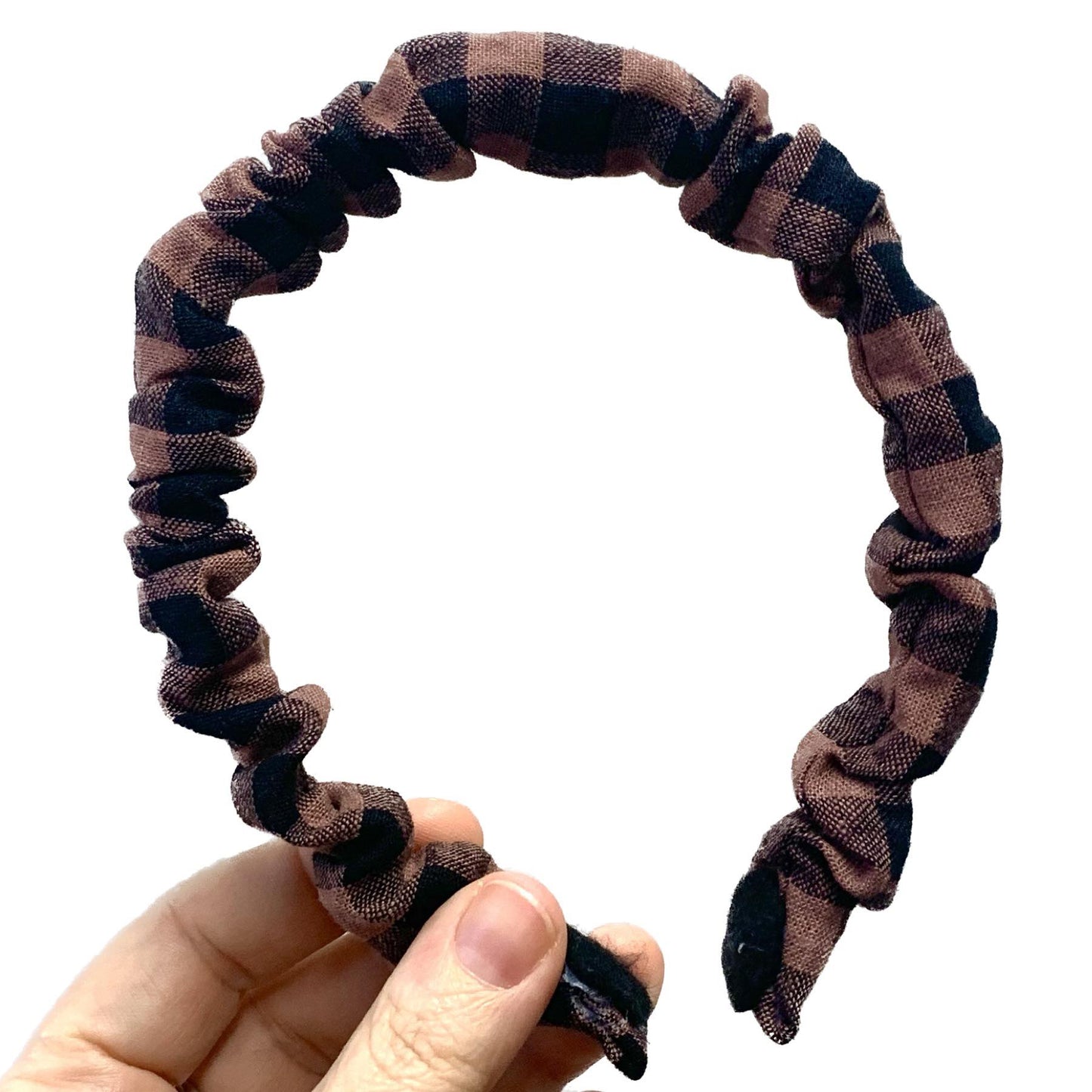 MAKIN WHOOPEE - SMALL SCRUNCHIE HEADBANDS- Black & Brown Gingham