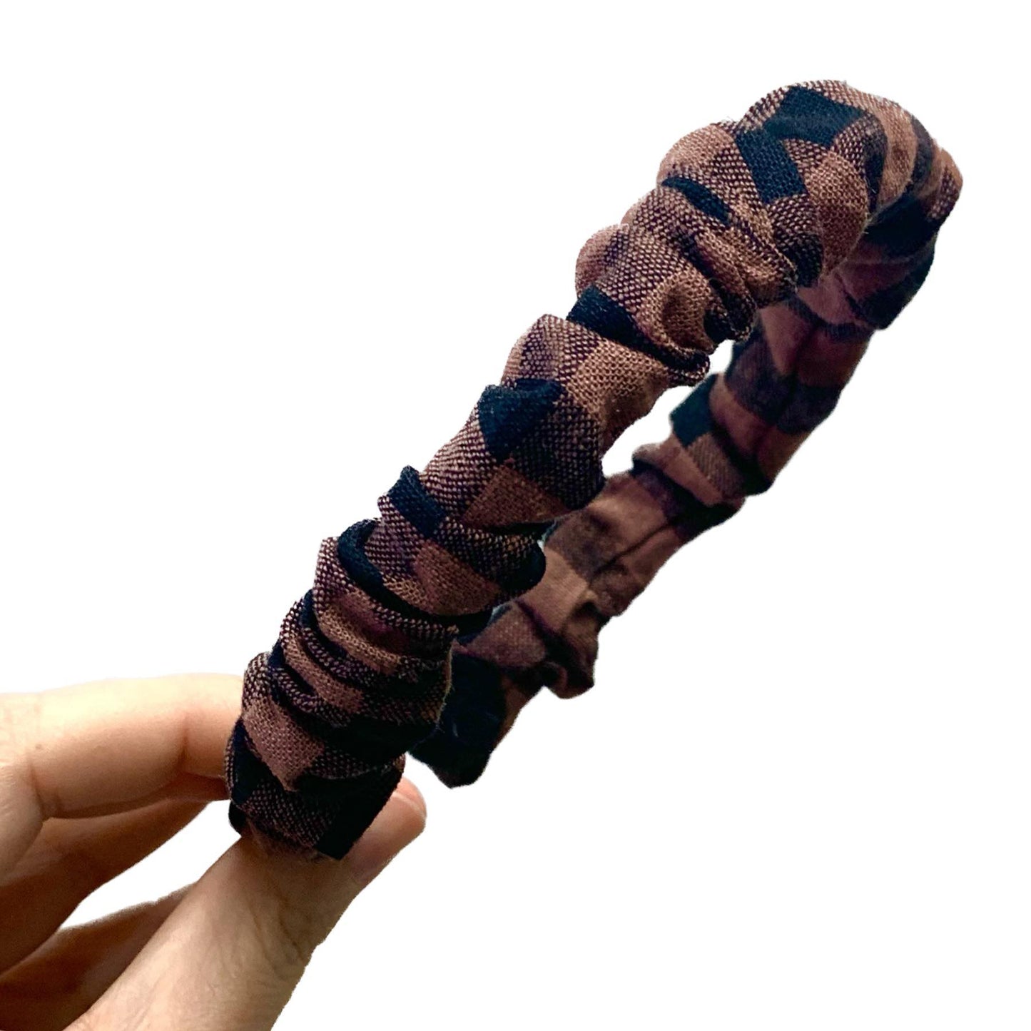 MAKIN WHOOPEE - SMALL SCRUNCHIE HEADBANDS- Black & Brown Gingham
