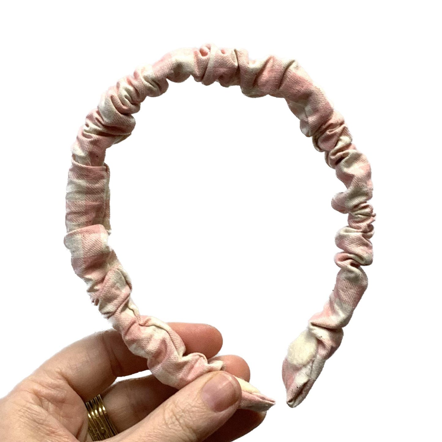 MAKIN WHOOPEE - Pink Gingham - SMALL SCRUNCHIE HEADBANDS