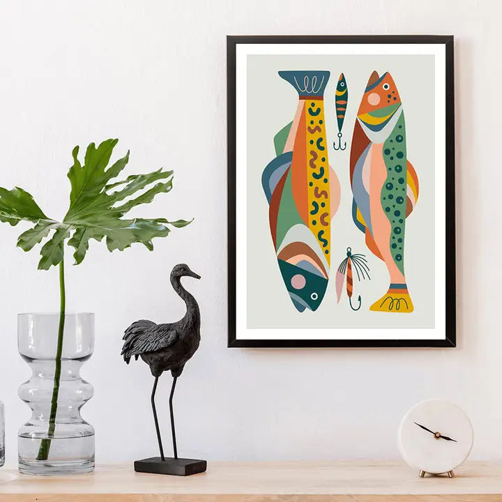 3 BIRDIES STUDIO- "Fishing" A4 Art Print