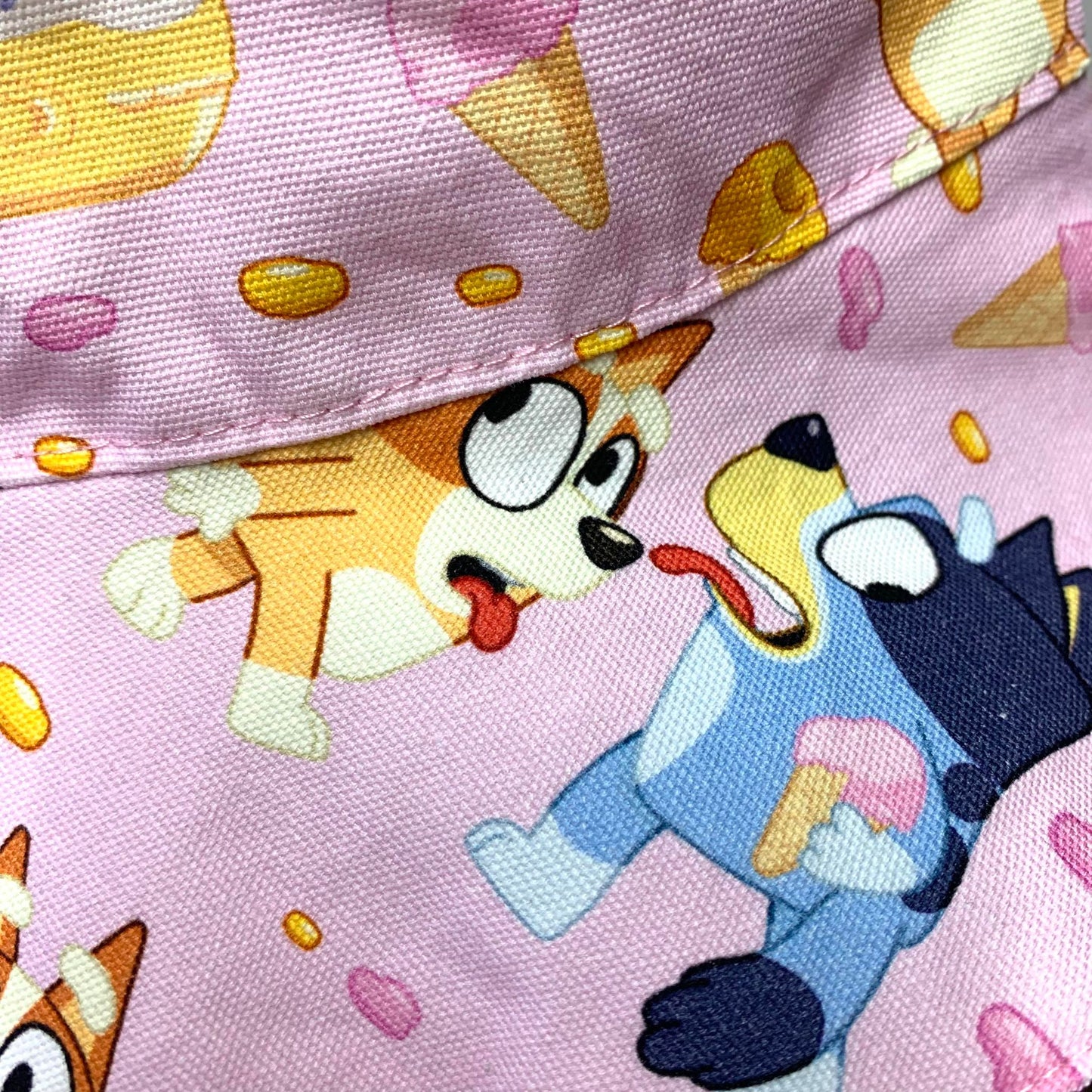 Teacups n Quilts- Bluey Pink With Donuts Fabric Hat - Kids Size Large