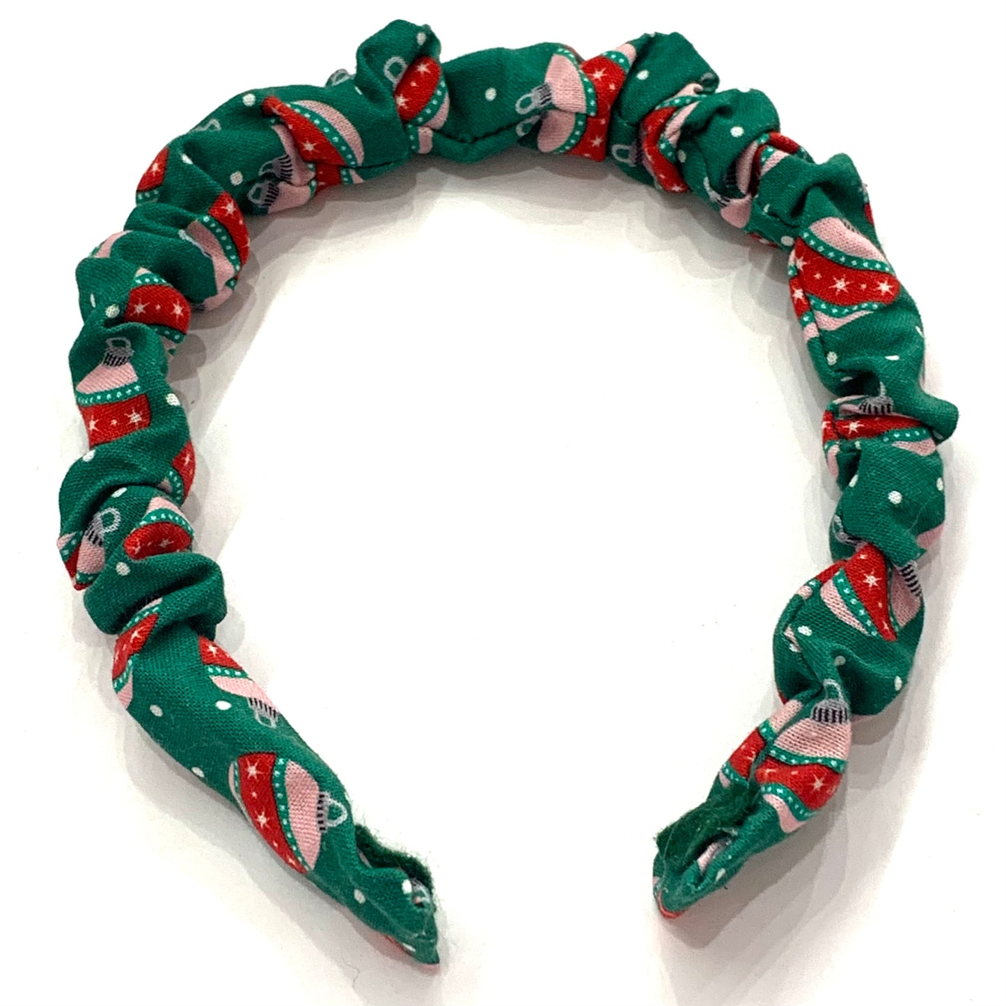 THIS BIRD HAS FLOWN - SMALL CHRISTMAS SCRUNCHIE HEADBANDS- Pretty Baubles in Green