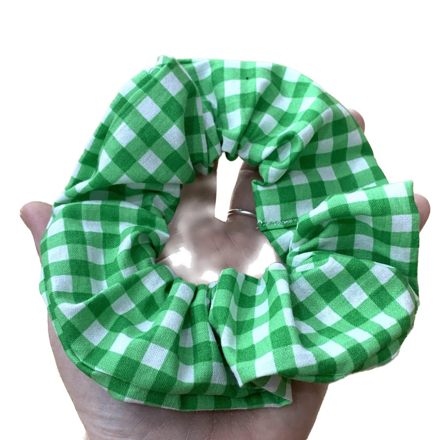 MAKIN' WHOOPEE - JUMBO "Green Gingham" SCRUNCHIES