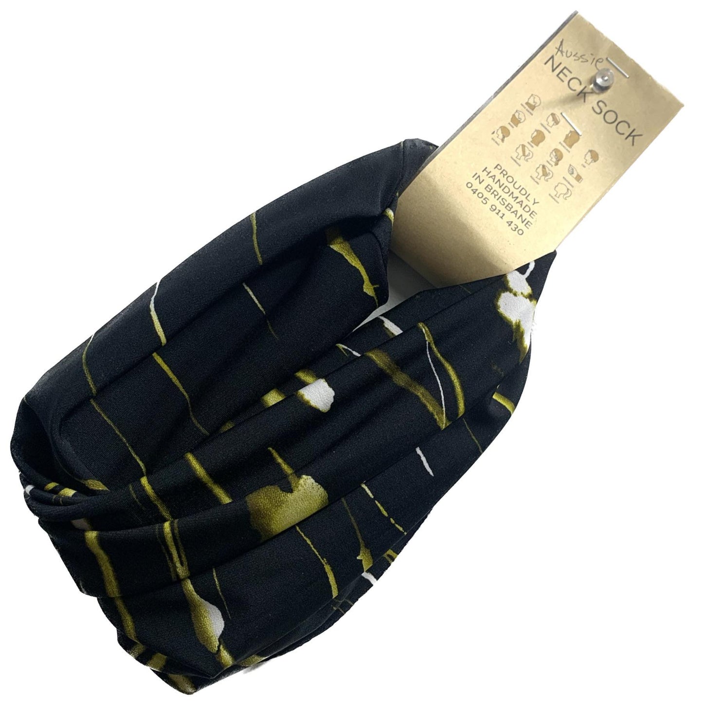 NECK SOCKS- Abstract Black, Khaki Green & White