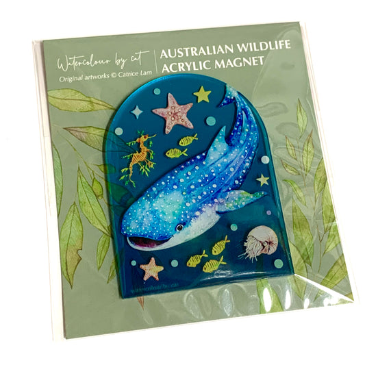 WATERCOLOURS BY CAT- Whale Shark- Australian Marine Animal Art Magnet
