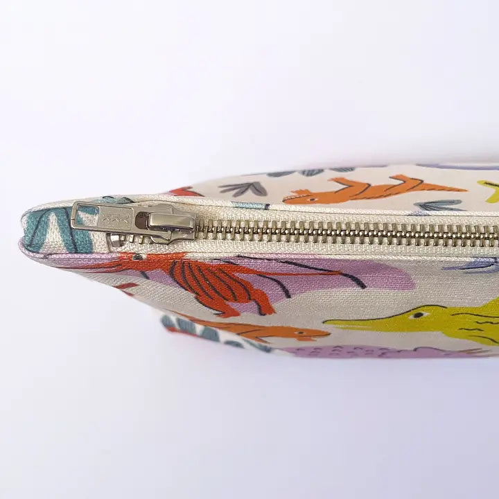 FABRIC DRAWER- Handmade Make-Up, Travel, Clutch Zip Purse - Dinosaurs