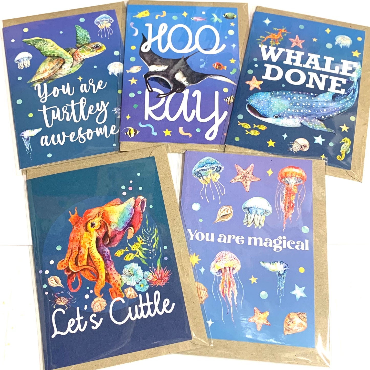 WATERCOLOURS BY CAT- "You Are Magical"- Jellyfish Greeting Card