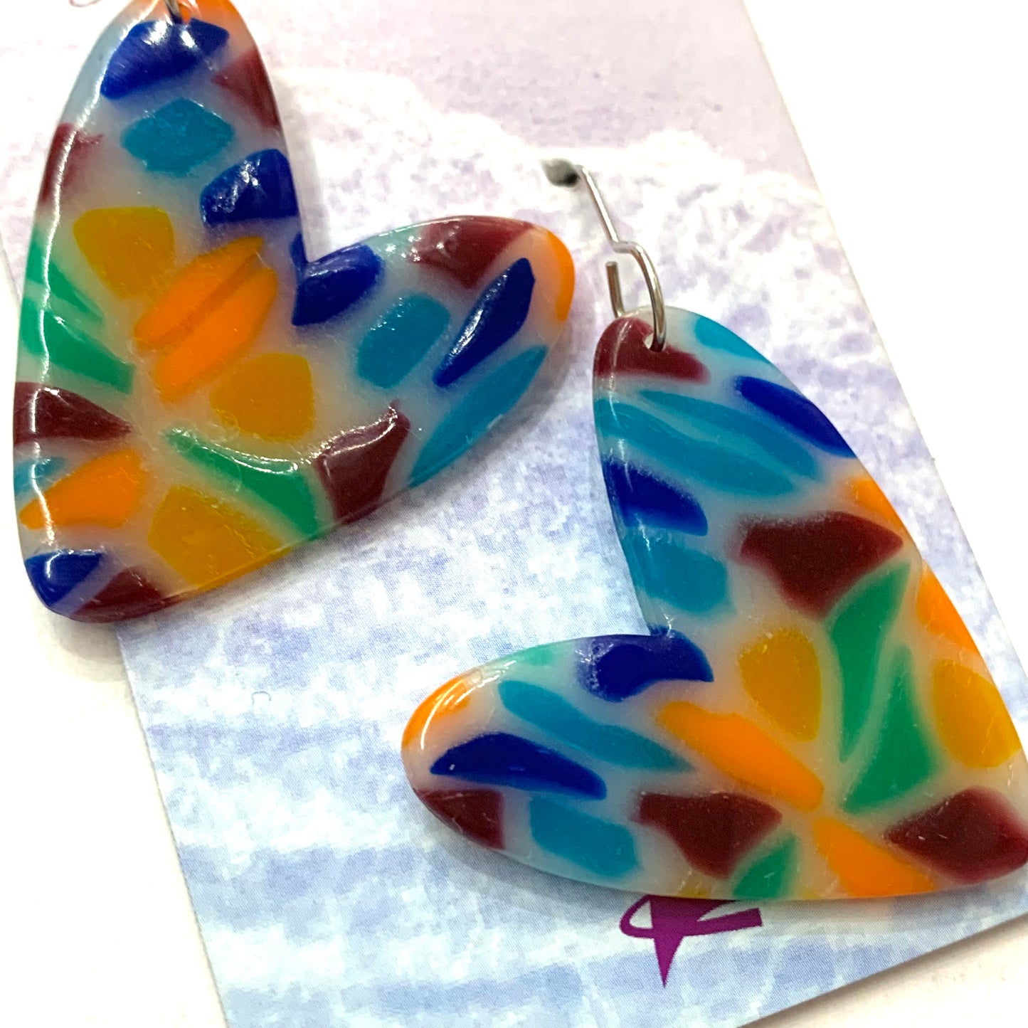 Sailvie Creations - Rainbow Heart Hook Dangle Earrings