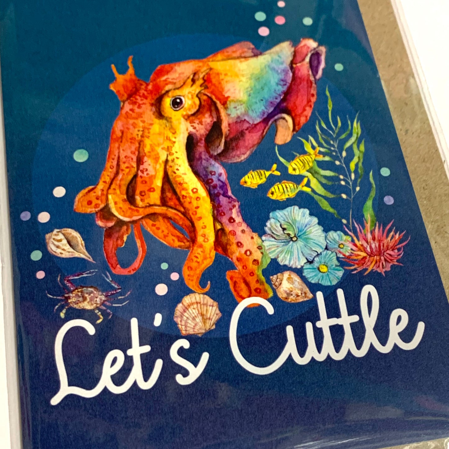 WATERCOLOURS BY CAT- "Let's Cuttle"- Cuttlefish Greeting Card