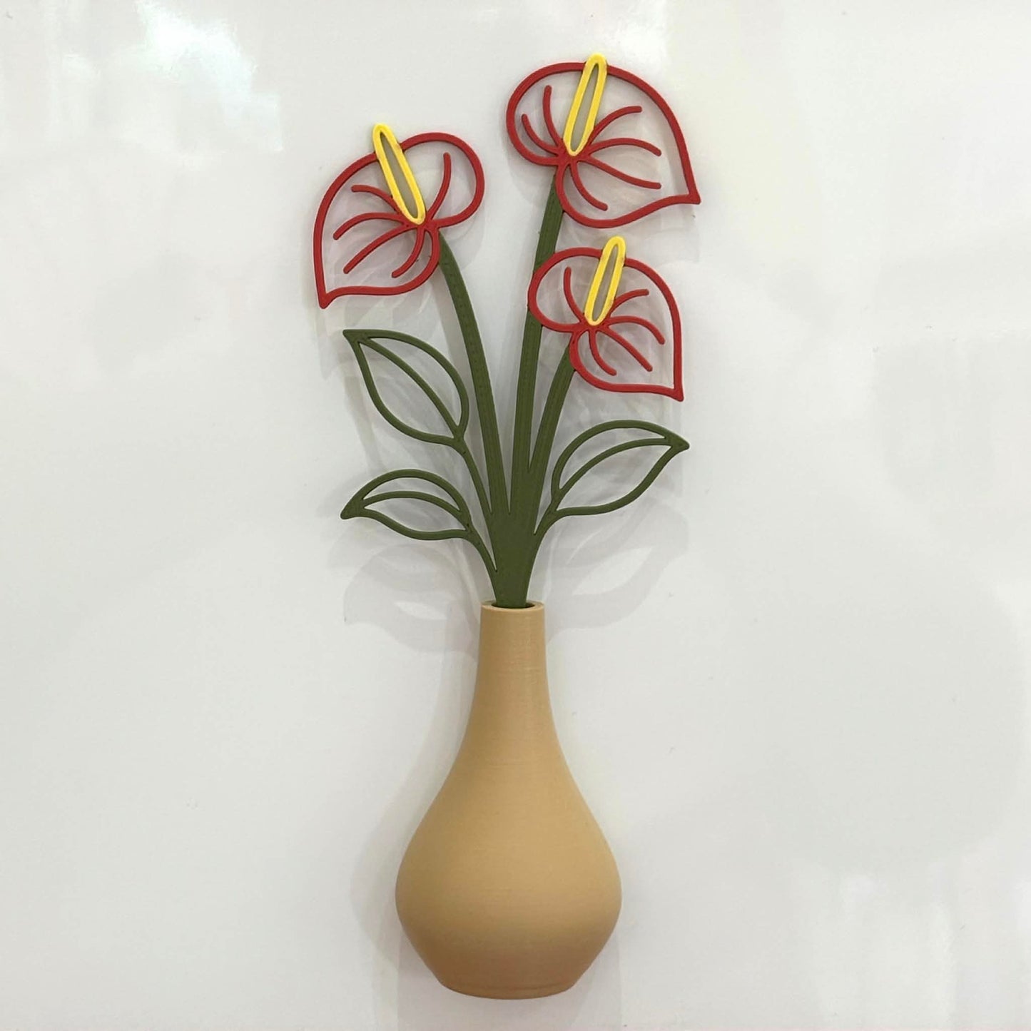 DWAYNSKI.3D - ANTHURIUM BLOOMS - MAGNETIC BUD VASE WITH PRINTED FLOWER STEM