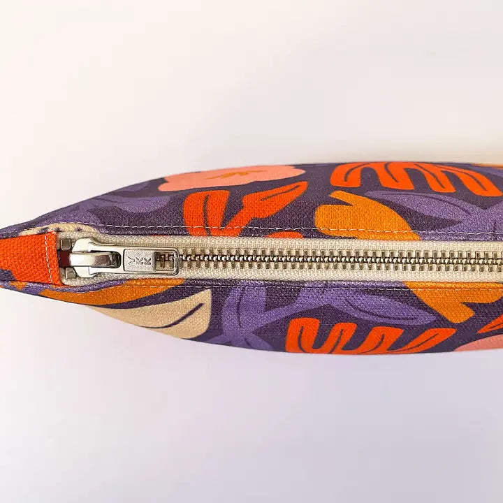 FABRIC DRAWER- Handmade Make-Up, Travel, Clutch Zip Purse - Purple Petals