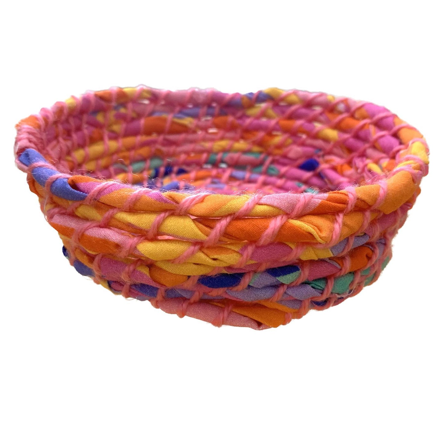 SCRAPPY BOWLS- RECYCLED FABRIC BOWLS- LARGE CALYPSO WITH PINK