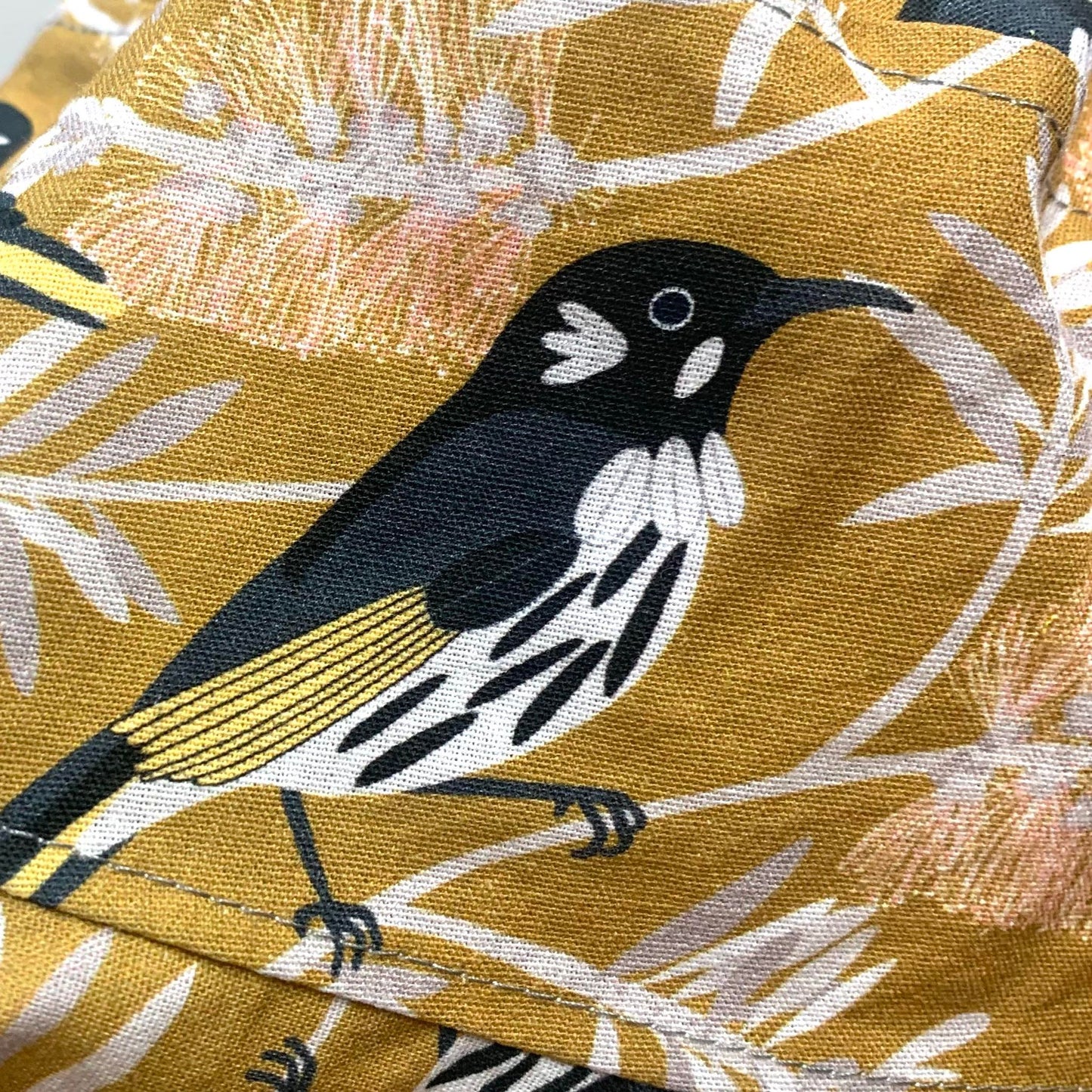 Teacups n Quilts- Mustard Honeyeater & Bottlebrush - Adult Size