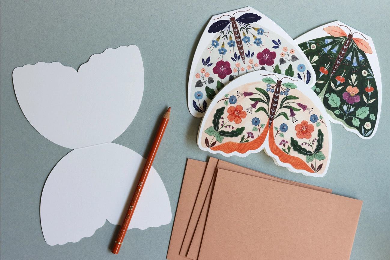 FLORA WAYCOTT - "Peach Moth" Shaped Greeting Card