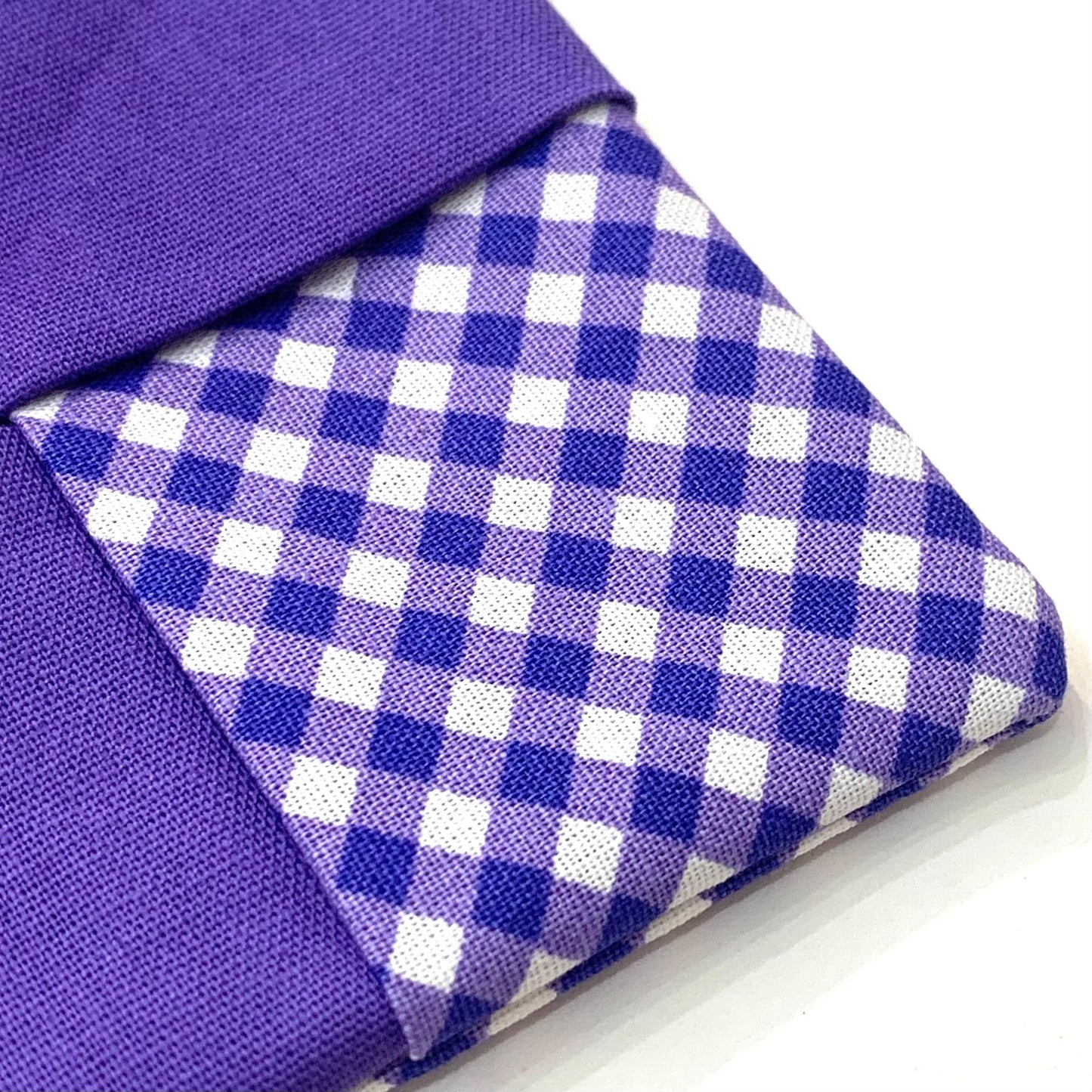 MAKIN' WHOOPEE- 2 PACK WINE GLASS SLIPPER/COASTERS- Blue/Purple Gingham