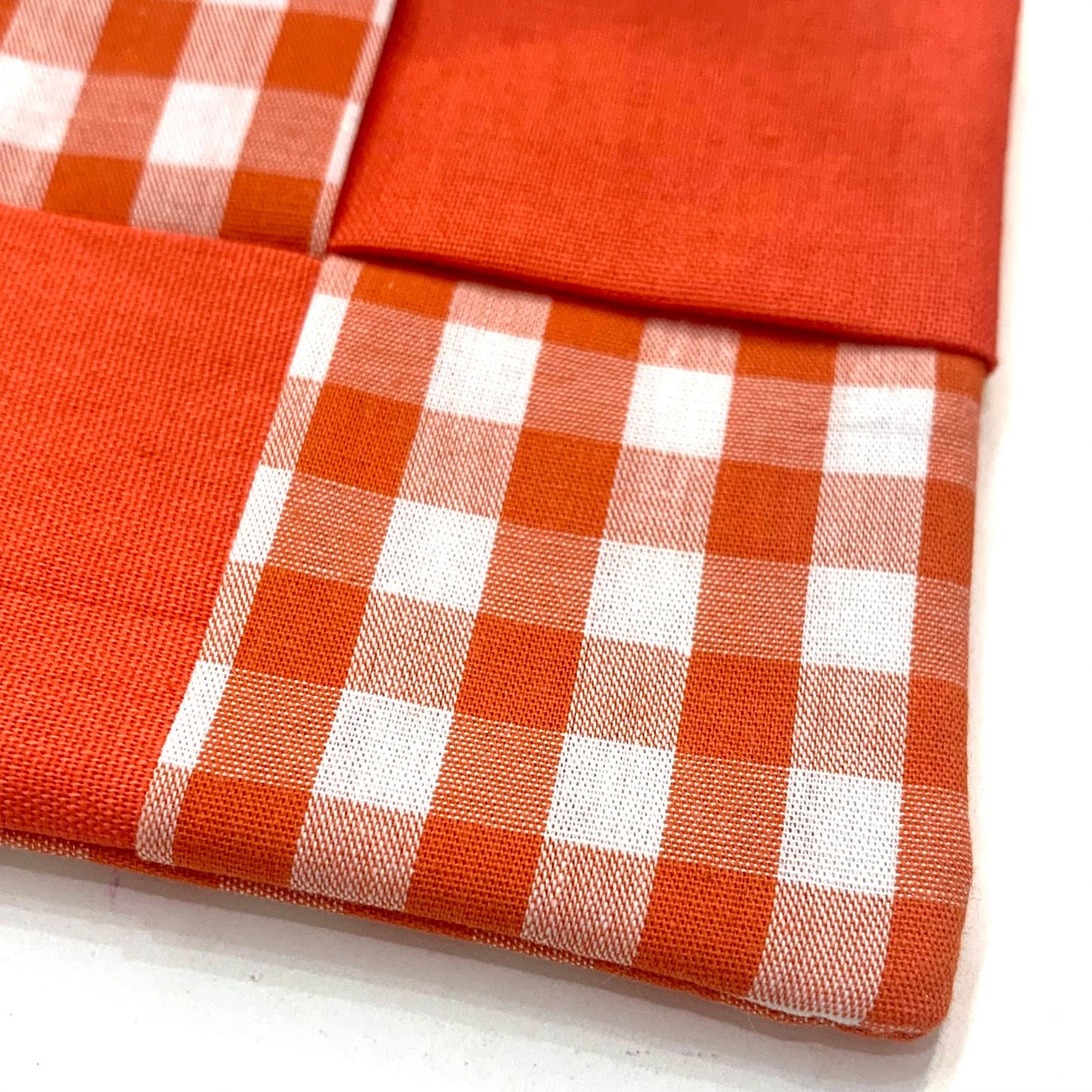 MUMMA WHOOPEE- single  WINE GLASS SLIPPER/COASTERS- Orange Gingham