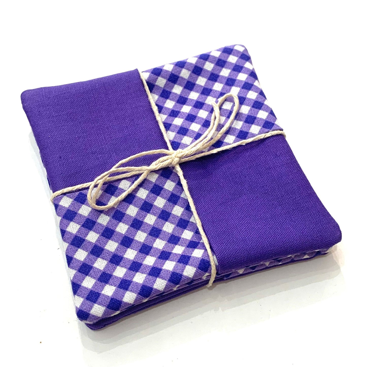 MAKIN' WHOOPEE- 2 PACK WINE GLASS SLIPPER/COASTERS- Blue/Purple Gingham