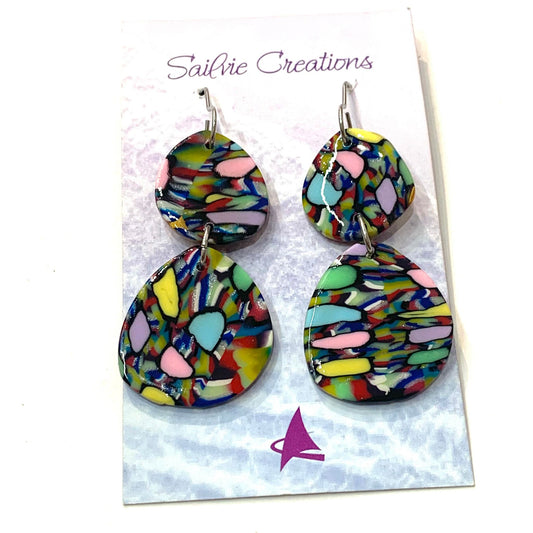 Sailvie Creations - Double Colourful Hook Dangle Earrings