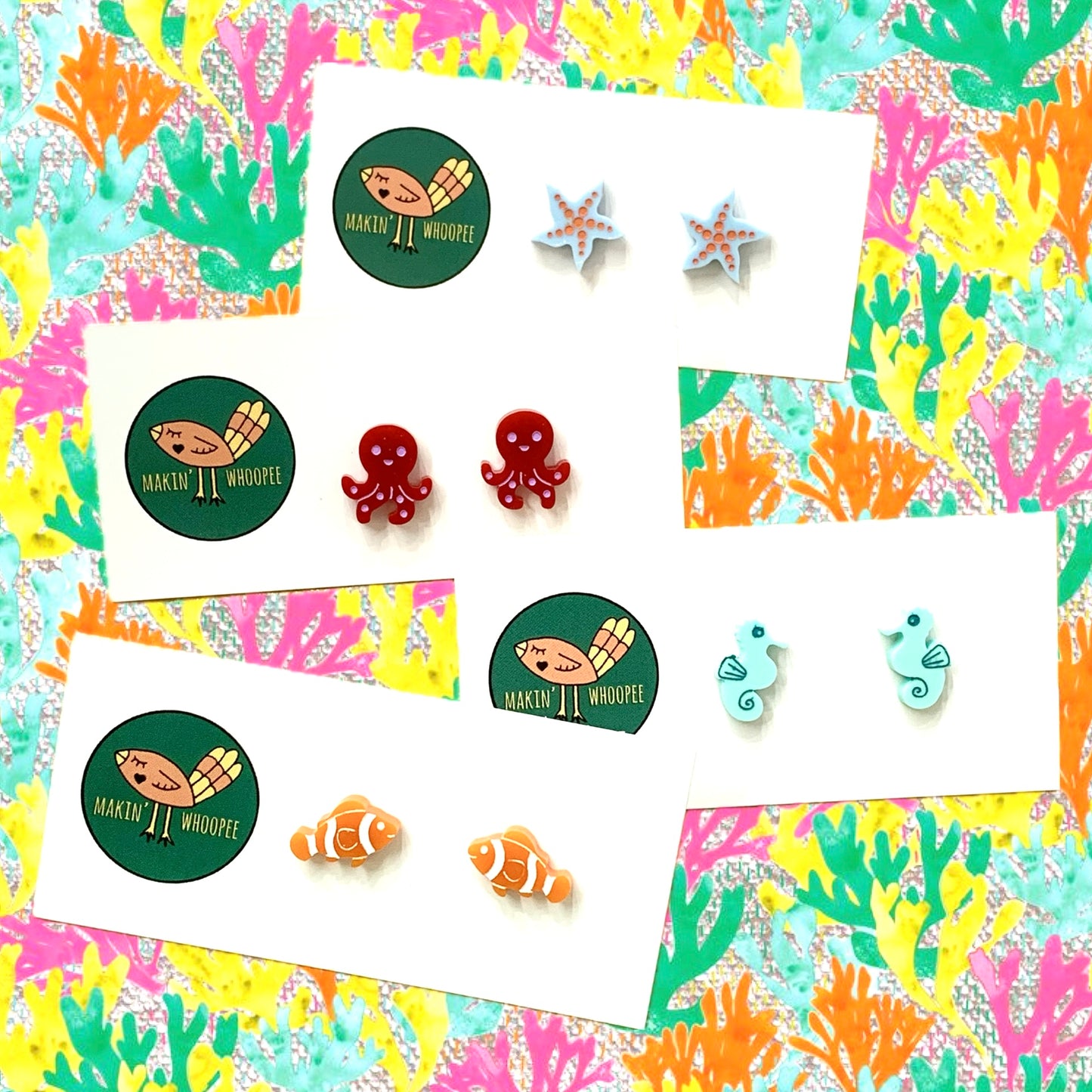 MAKIN' WHOOPEE - Clownfish Studs- Orange