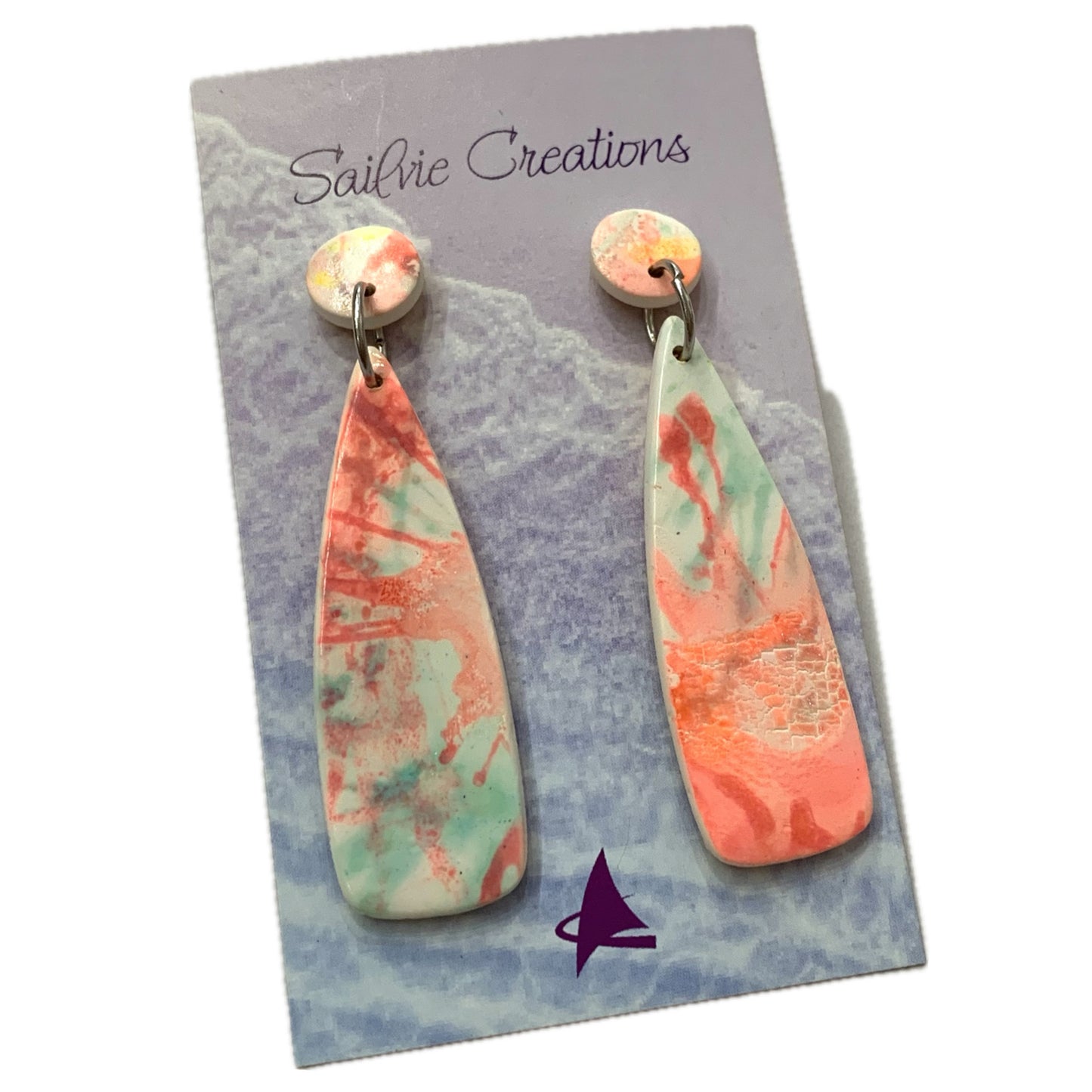 Sailvie Creations - Neon Splash Stud Top Dangle Earrings
