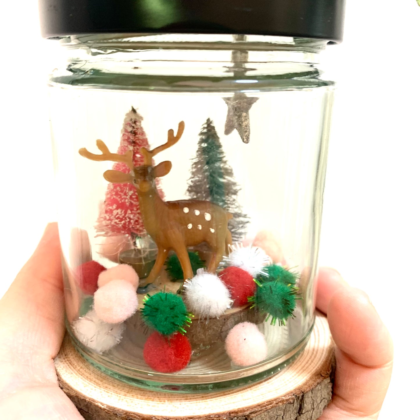 THIS BIRD HAS FLOWN- Christmas Jar Decoration- Small Pom Pom Deers