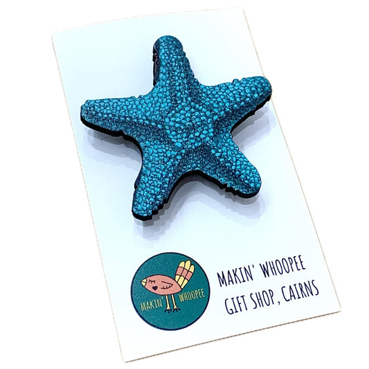MAKIN' WHOOPEE BROOCH - Starfish - Printed Timber Brooch