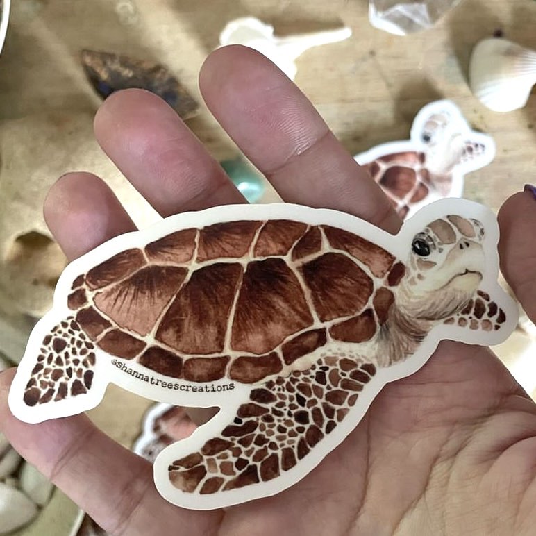 Shanna Trees Creations- Green Turtle Medium Sticker