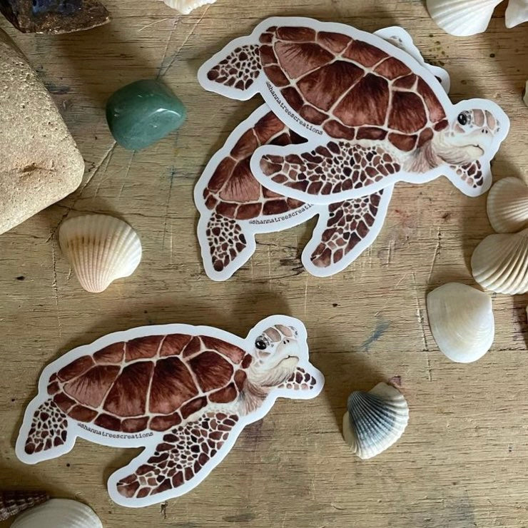 Shanna Trees Creations- Green Turtle Medium Sticker