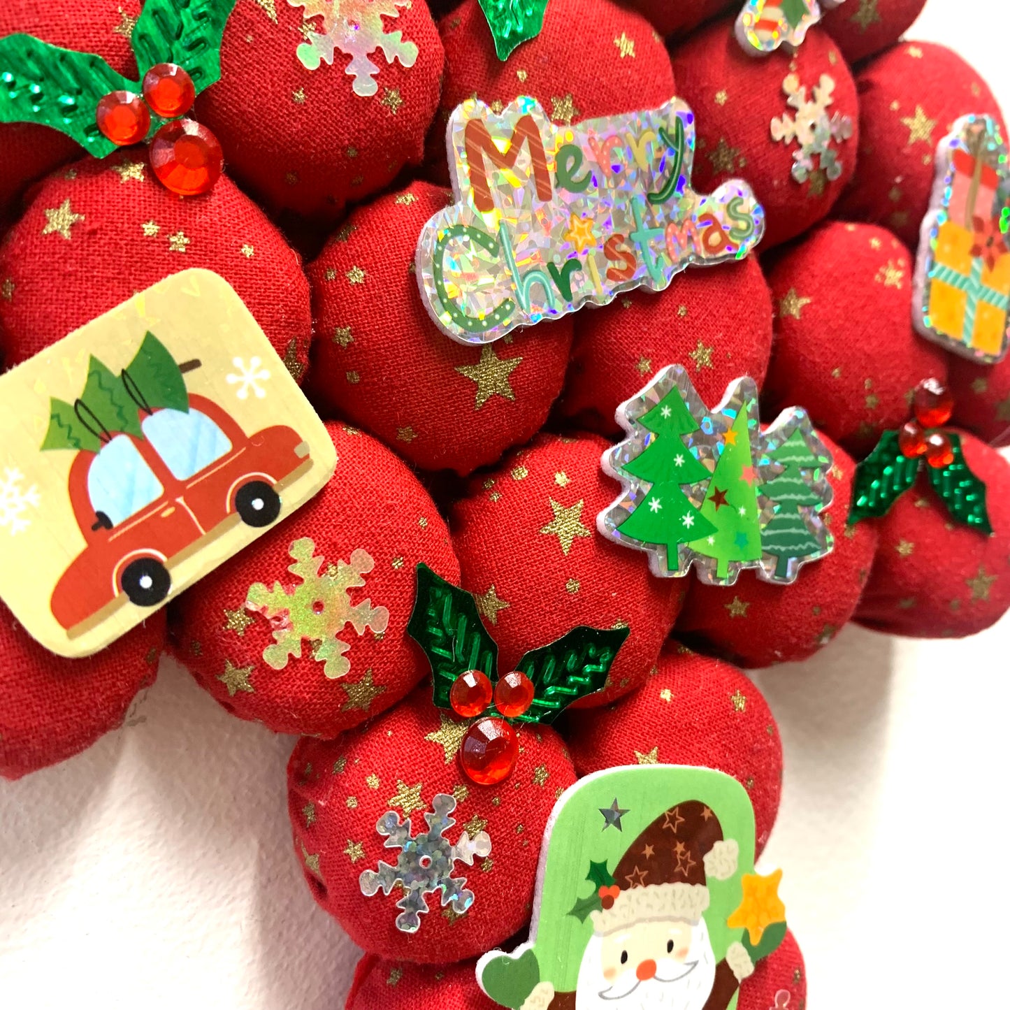 MAKIN' WHOOPEE- Small Bottle Top Christmas Tree Wall Hanging- Red Merry Christmas