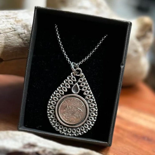 MOLLY MADE- "1948 Shilling" Long Drop Pendant Necklace