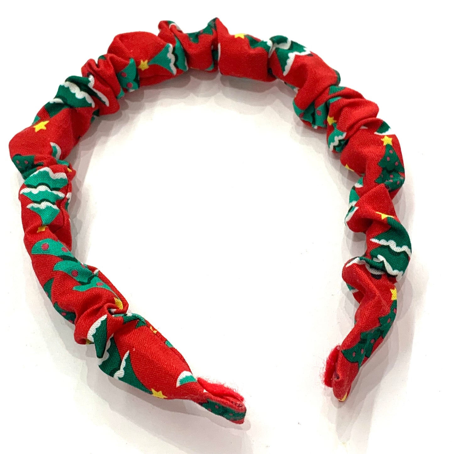 THIS BIRD HAS FLOWN - SMALL CHRISTMAS SCRUNCHIE HEADBANDS- Christmas Trees in Red