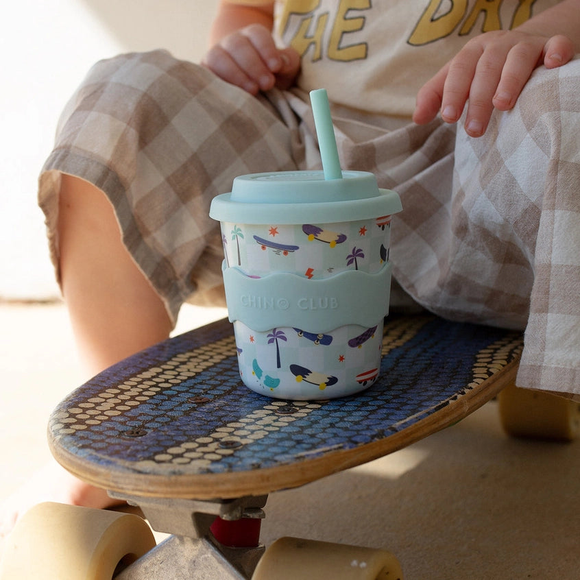 CHINO CLUB- Kids 8oz Reusable Cup- Blue Skate