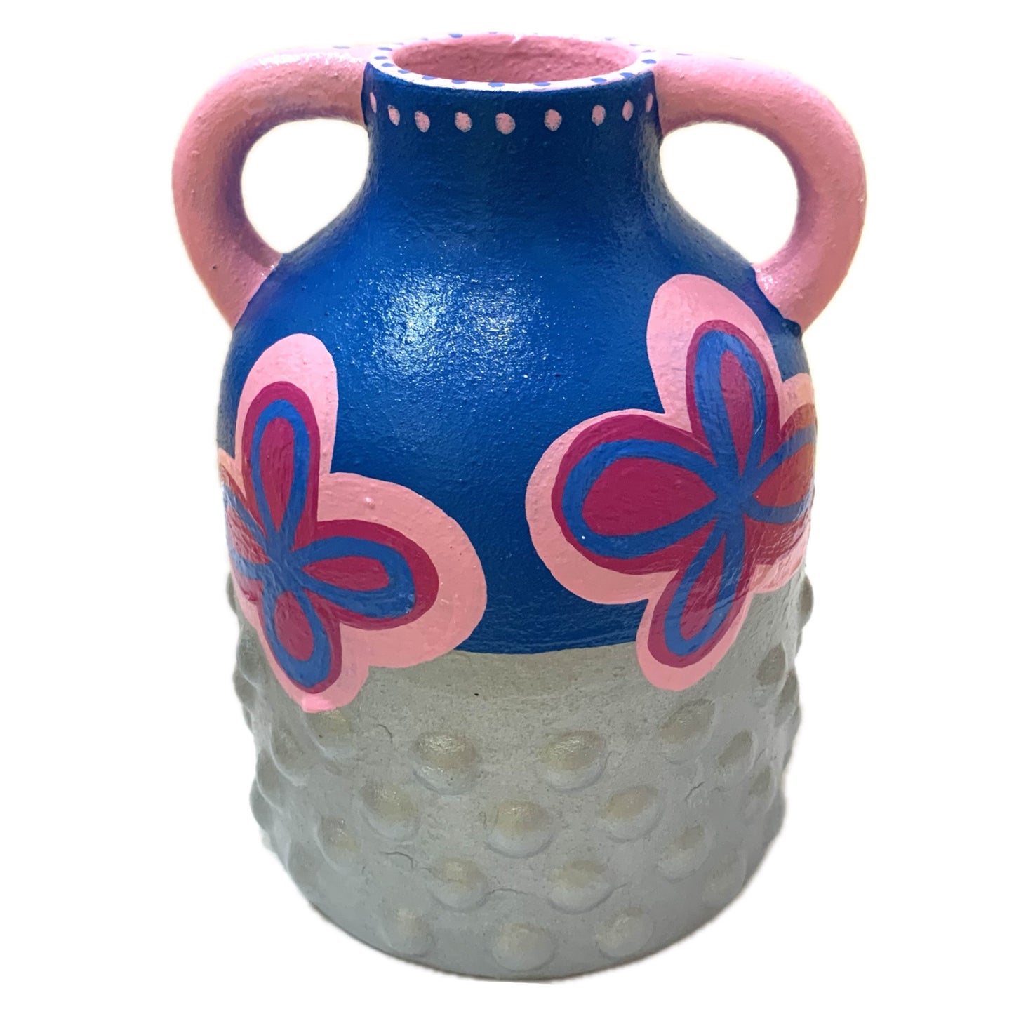 THIS BIRD HAS FLOWN - Short Bump Vase- Silver, Pink & Blue