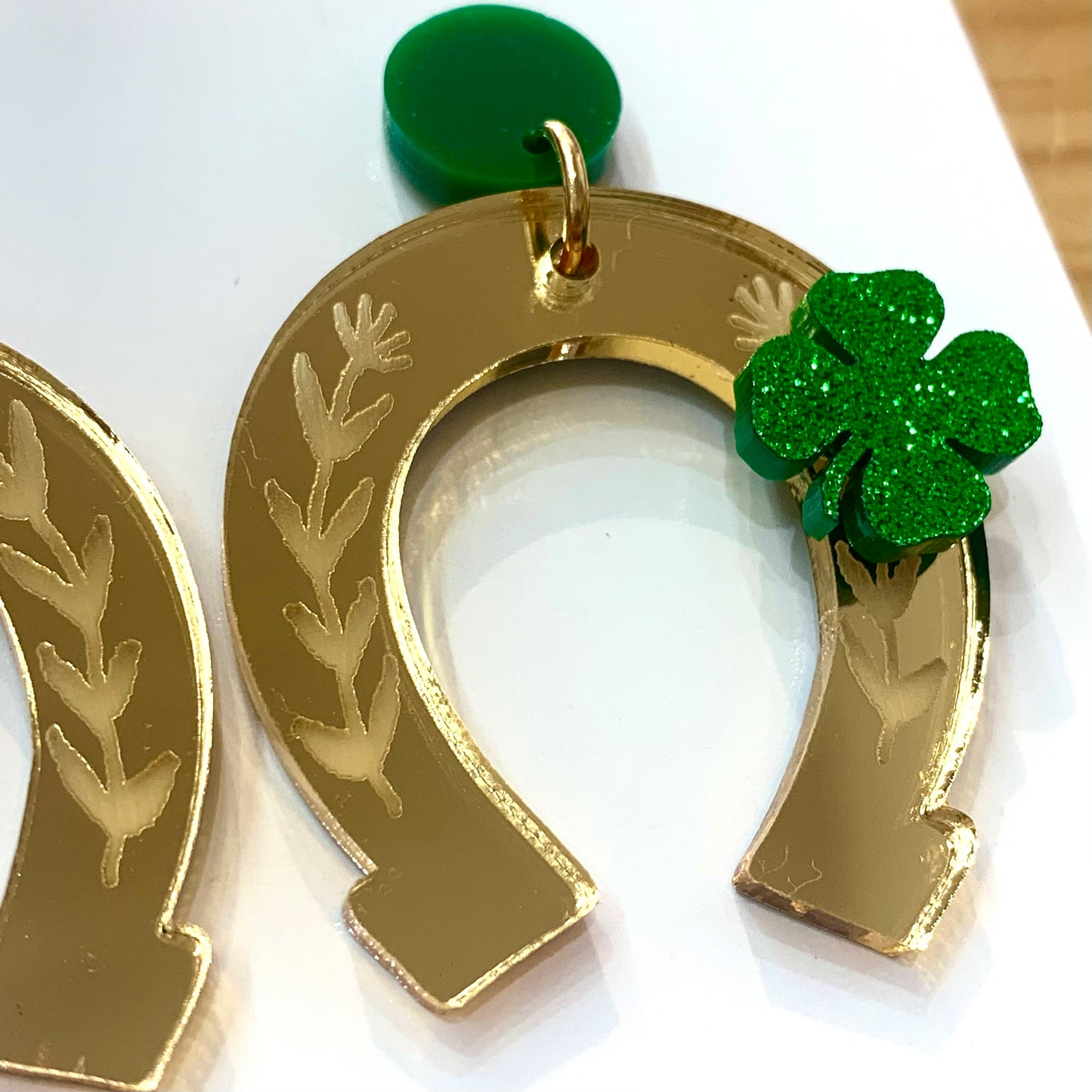 MAKIN' WHOOPEE - Lucky Horseshoe & 4 Leaf Clover Dangle Earrings