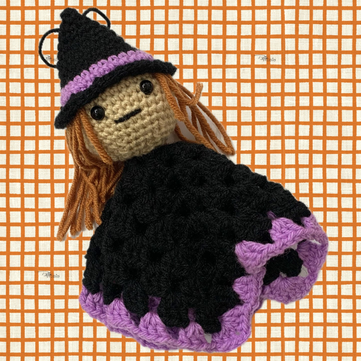 BEAKNITS- "HANGING WITCHY-POO"- CROCHETED HALLOWEEN DECORATION