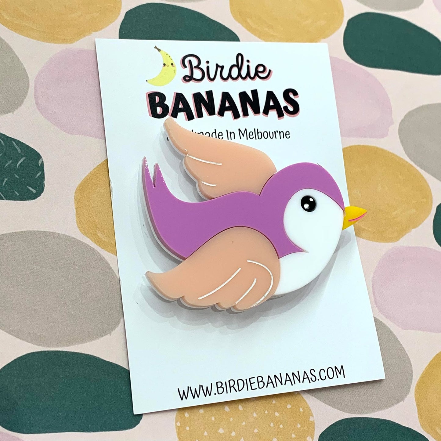 BIRDIE BANANAS - "Pink bird" Brooch