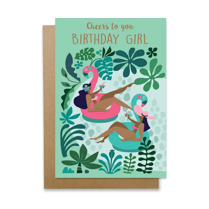 3 BIRDIES STUDIO- "Birthday Girl"- Greeting Card