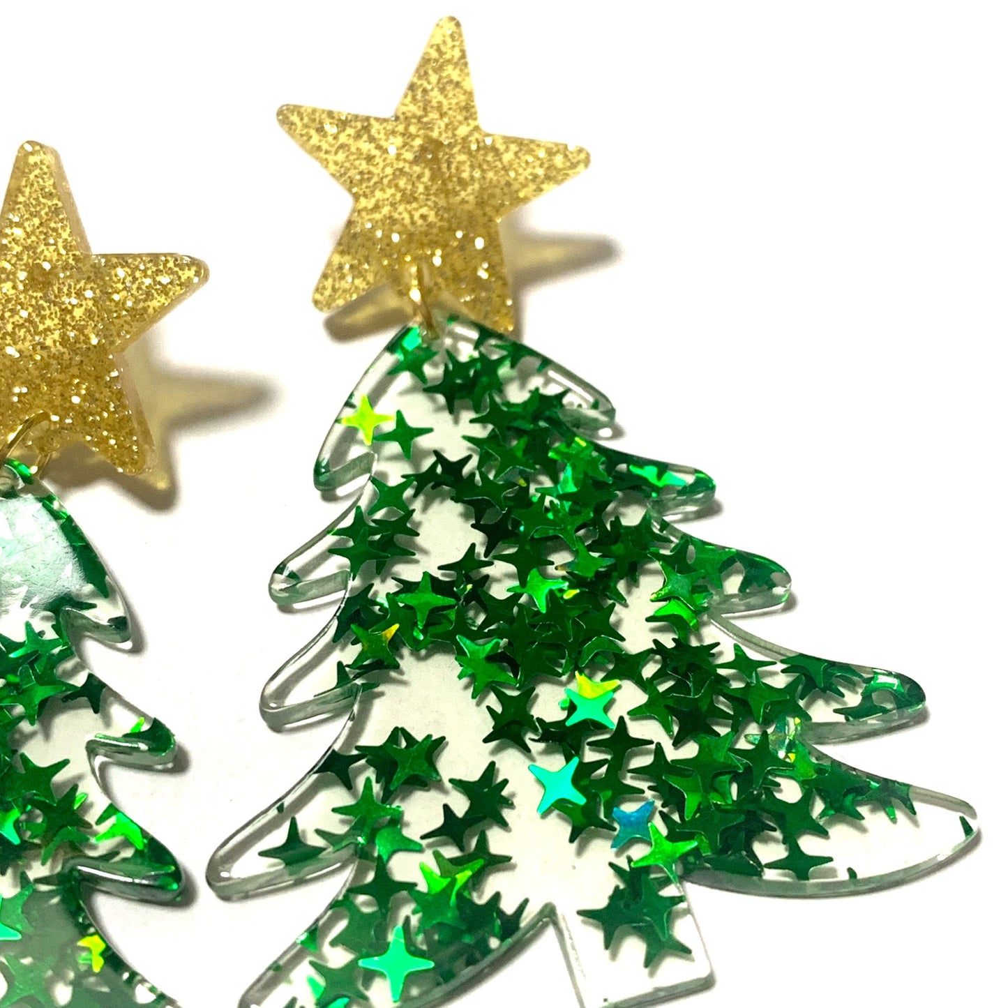 MAKIN' WHOOPEE - “STAR TREES- GREEN” CHRISTMAS STUD DANGLES