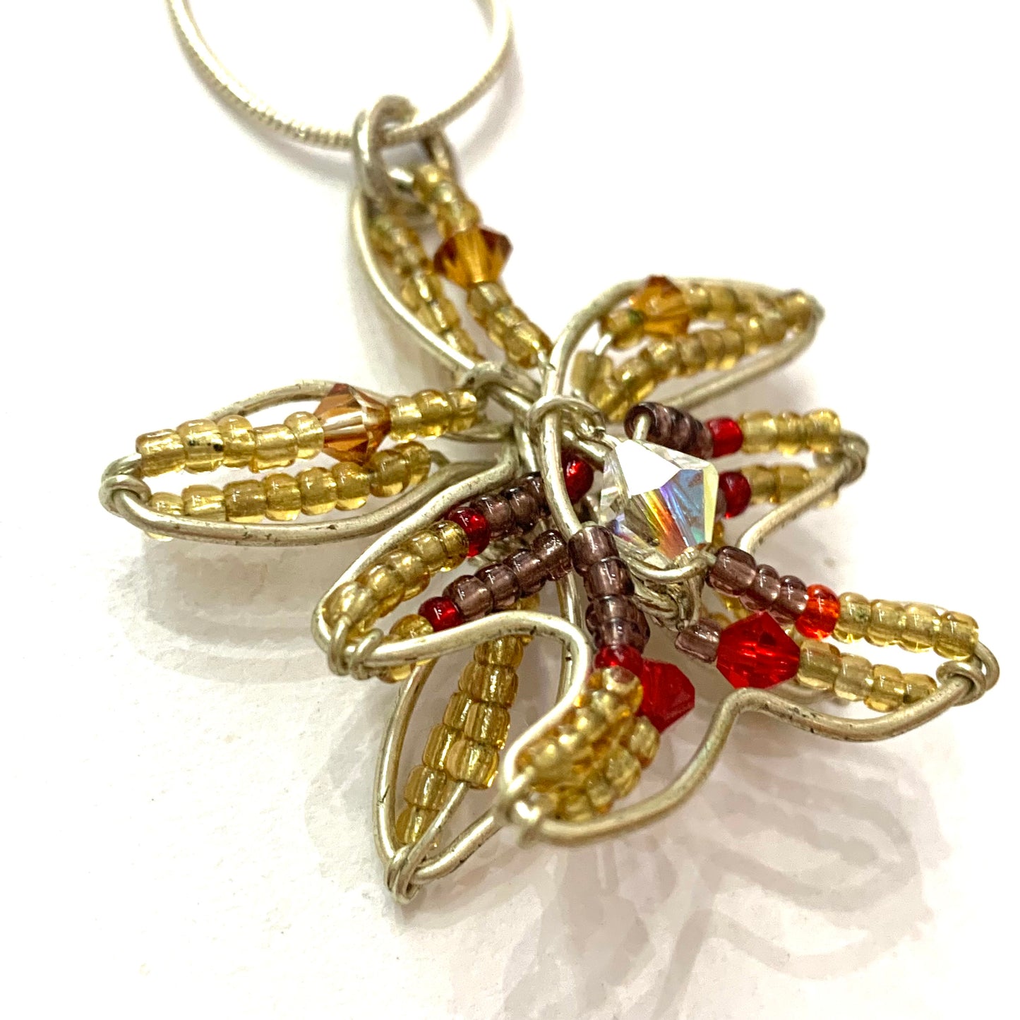 CARLEY CLARKE-RUSHTON - Gold & Red Orchid Necklace