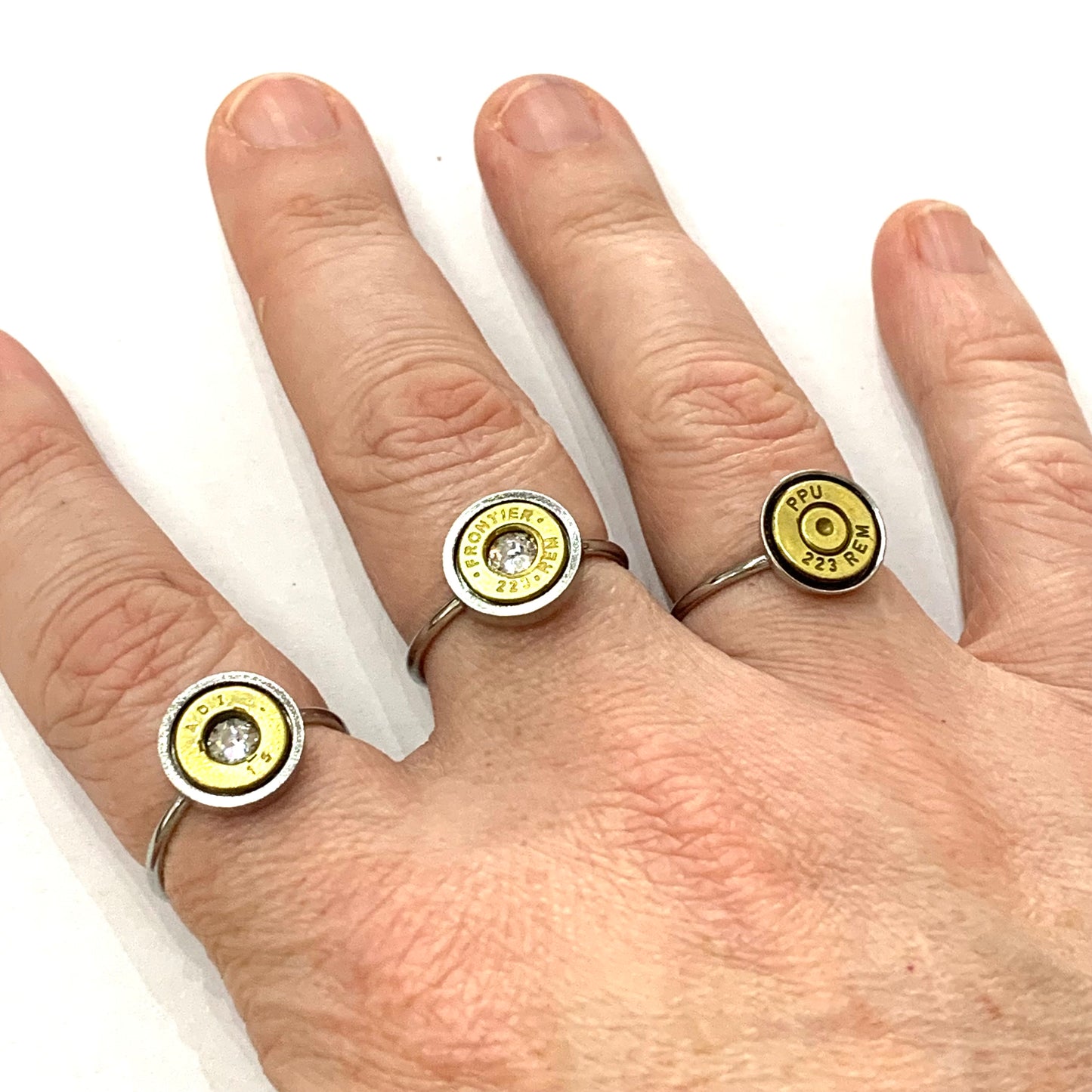 WILD BRASS- Adjustable Rings- Clear Swarovski Crystal