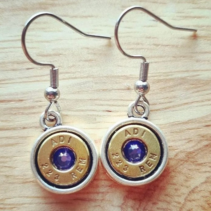 WILD BRASS- Round Drops- Purple Swarovski Crystal