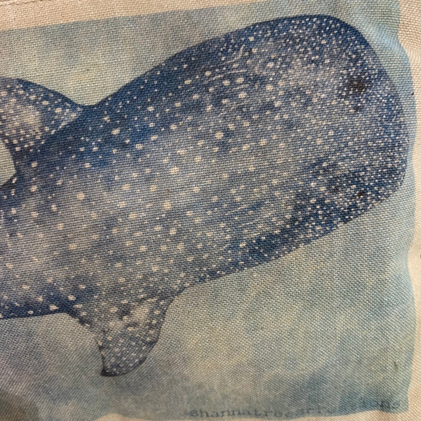 Shanna Trees Creations- "Whale Shark" Organic Cotton Zip Pouches- Natural