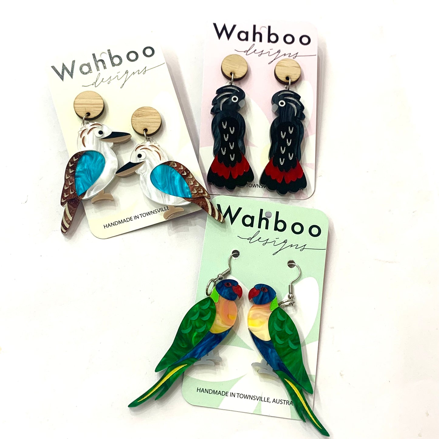 WAHBOO- Kookaburra Stud Dangle Earrings