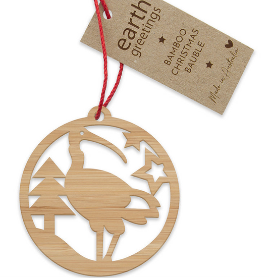 EARTH GREETINGS- Bamboo Bauble - Australian Ibis