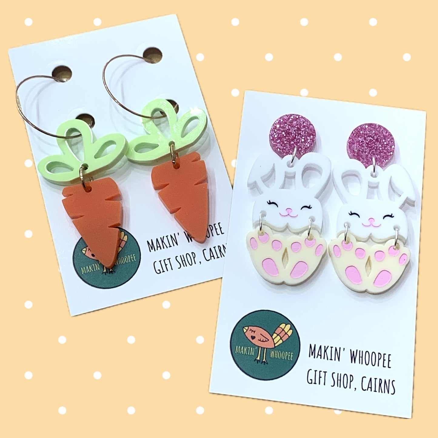 MAKIN' WHOOPEE - Loopy Carrots- Easter Hoop Dangles