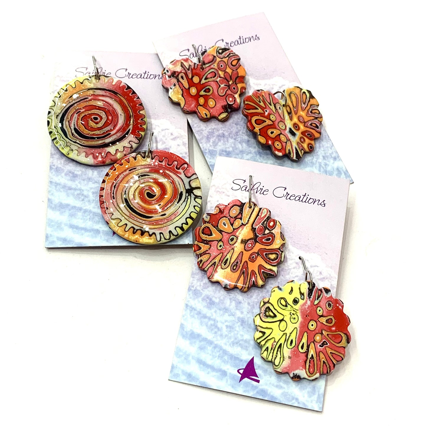 Sailvie Creations -Lava Spiral Circle Hook Dangle Earrings