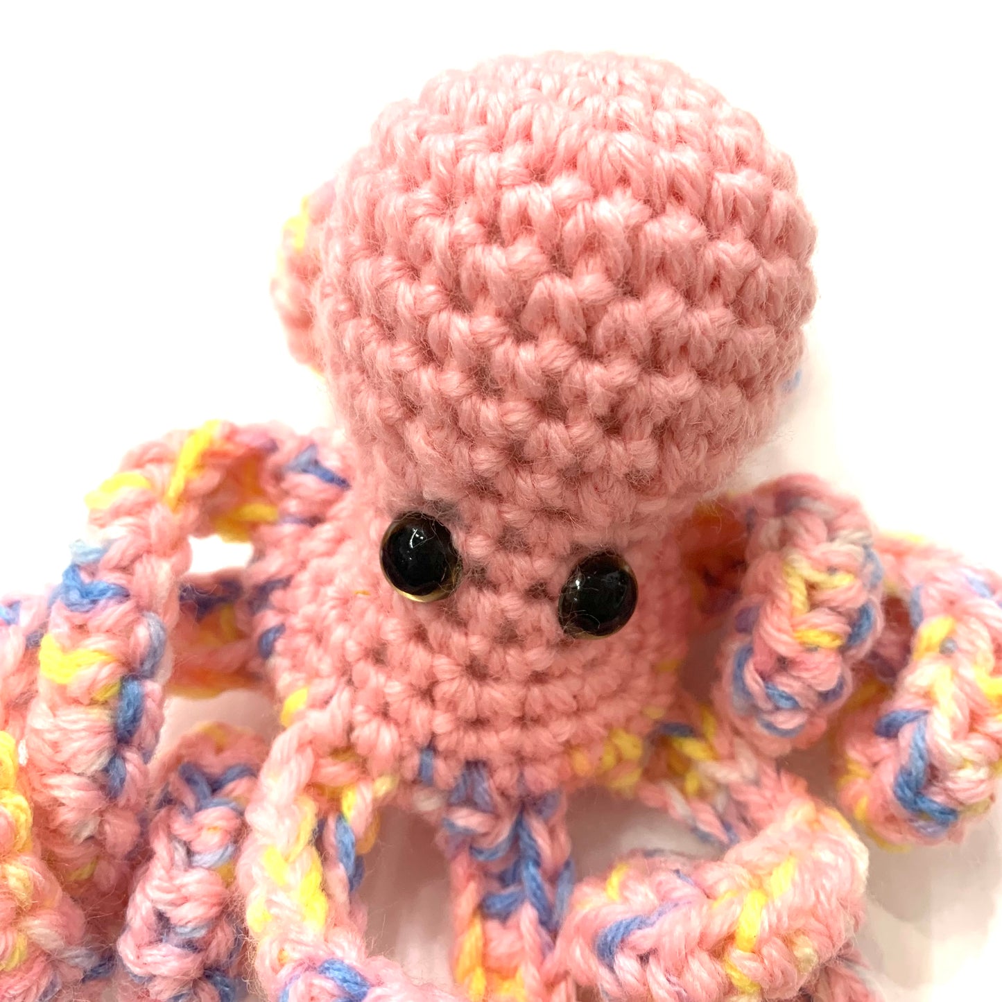 BEAKNITS- CROCHETED OCTOPUS - Light Pink & Colourful Tentacles